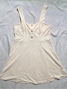 Topshop Cream Square-Neck Button-Front Cami Dress